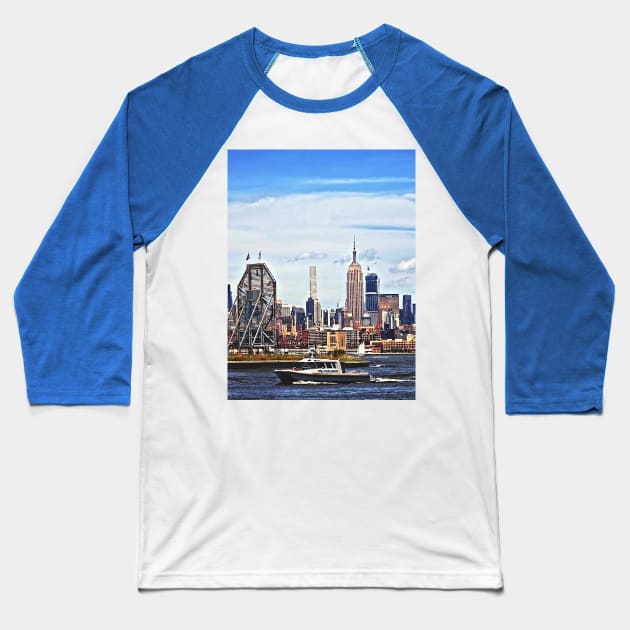 Jersey City NJ - Police Boat By Colgate Clock Baseball T-Shirt by SusanSavad